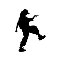 Fototapeta na wymiar Vector illustration. Hip hop dancer silhouette. Girl on the move.