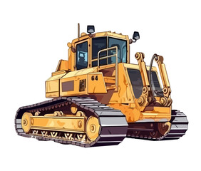 Yellow bulldozer at construction site