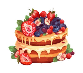 Sweet berry cake with fresh cream