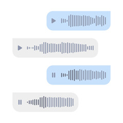 Set voice message icon with sound wave. Message bubble for social networks. Modern flat style vector illustration on a white background.