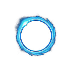 Circle light frame blue illustration art on transparent background. Generative Ai.