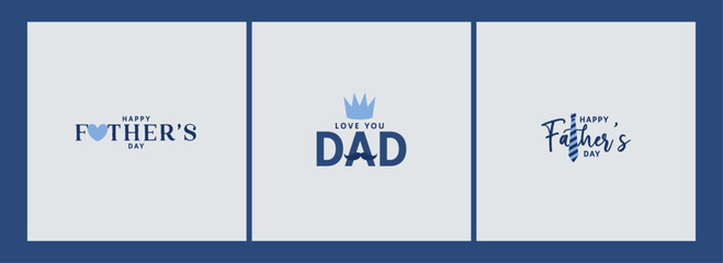 Happy Fathers Day Set of greeting posts