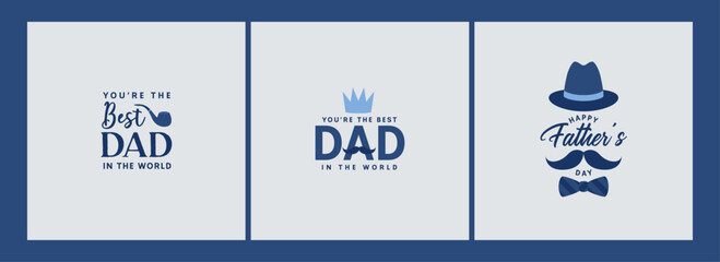 Happy Fathers Day Set of greeting posts