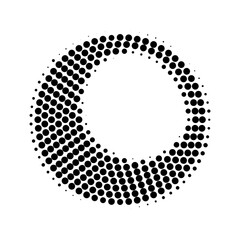 Dark round halftone dots on white background