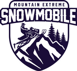 vintage snowmobile logo, snowmobile silhouette, snowmobile sports, snowmobile racing logo vector illustration