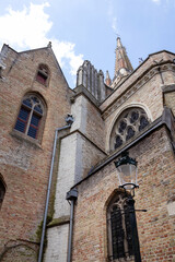 Fototapeta premium Boating on the canals in the historic center of Bruges in Belgium.
