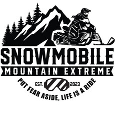 vintage snowmobile logo, snowmobile silhouette, snowmobile sports, snowmobile racing vector