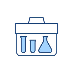 Research Briefcase related vector line icon. Suitcase, portfel, test tube. Isolated on white background. Vector illustration. Editable stroke