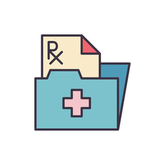 Prescription related vector line icon. Folder, sheet, paper Isolated on white background. Vector illustration. Editable stroke