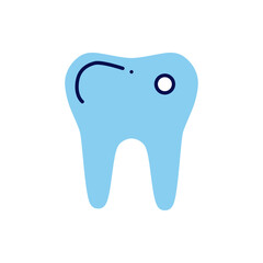 Tooth related vector line icon. Isolated on white background. Vector illustration. Editable stroke