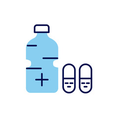 Medical Bottle related vector line icon. Pills, water. Isolated on white background. Vector illustration. Editable stroke