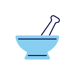 Mortar and Pestle related vector line icon. Isolated on white background. Vector illustration. Editable stroke
