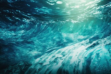 Fototapeta na wymiar View of an Ocean Wave from Underwater Perspective. Generative AI