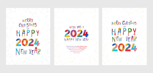 New Year 2024 cards, christmas postcards