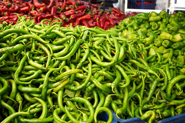 Green peppers at the farmers' market