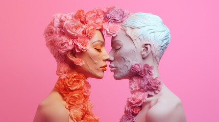 Friends, group or young people with non-binary, gay and lesbian with happiness.