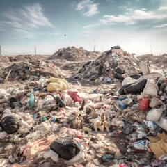 a large dump of rubbish and unrecycled waste. environmental protection concept.generated by AI Generative AI