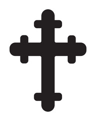Black Cross isolated on a white background. A symbol of the love of Jesus. God vector illustration. Catholic symbol flat vector, black cross sign. Christian cross symbol icon.