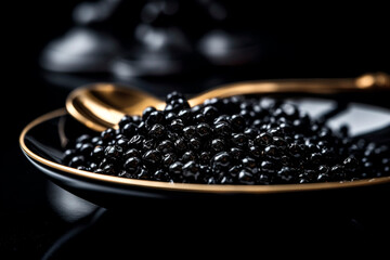black caviar elegant serving . Generative AI