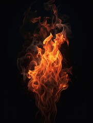 Fototapeta premium Fire flames on black background. Generative ai