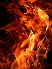 Fire flames on black background. Generative ai