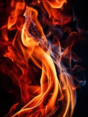 Fire flames on black background. Generative ai