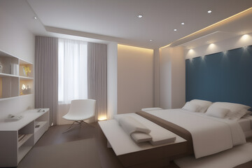 Beautiful interior design of the room, render. Generative AI