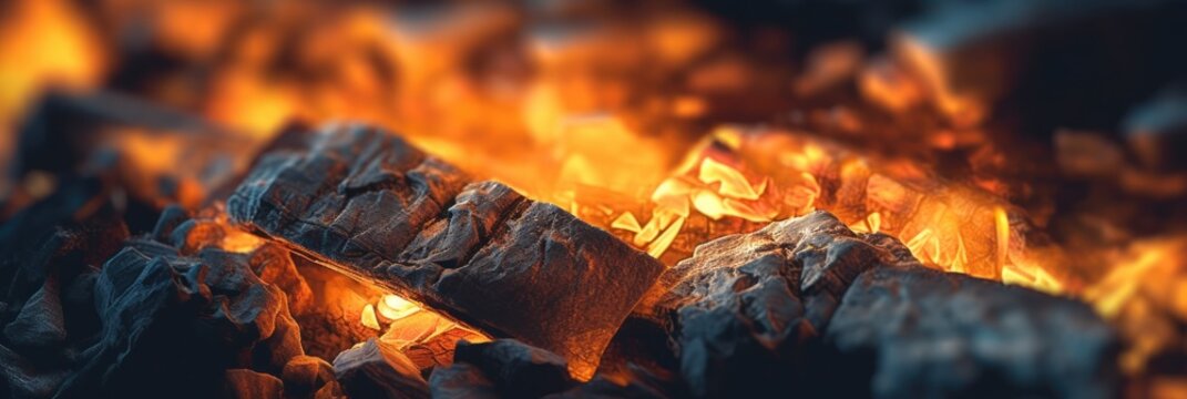 Burning coals from a fire abstract background. Generative ai