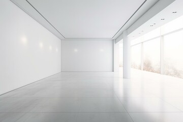A visualization of a blank interior wall done in 3D, rendered in a mockup. Generative AI