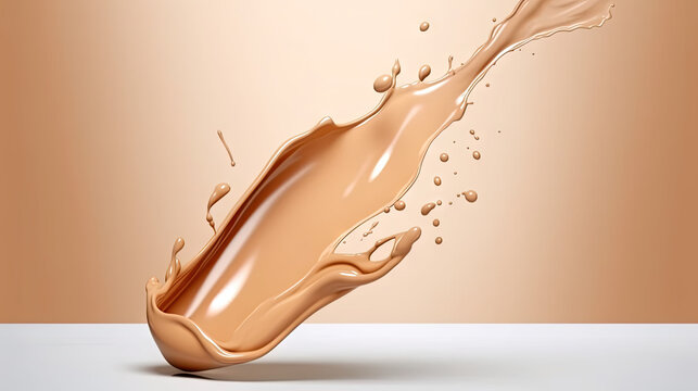 Liquid foundation splash element, fluid cosmetic cream.