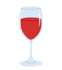 Glass of red wine. Glass goblet of  alcohol drink. Flat vector illustration isolated on white background.