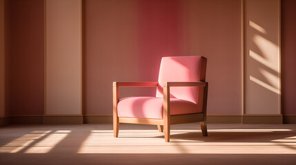 Pink chair modern interior environment design, and soft lighting
