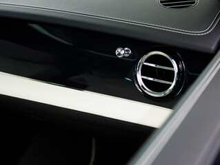 Car ventilation system and air conditioning, details and controls of modern car, copy space