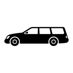 Car station wagon icon. Black silhouette. Side view. Vector simple flat graphic illustration. Isolated object on a white background. Isolate.