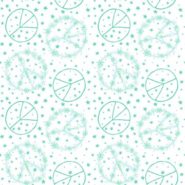 Summer cartoon seamless peace sign and flower pattern for wrapping paper and fabrics and linens