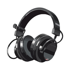 Modern black headphones on white background