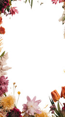 floral bouquets as a frame border, isolated with copyspace