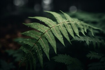 Green fern leaf in the background. Generative AI