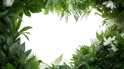 lush foliage as a frame border, isolated with copyspace