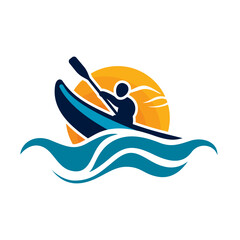 Kayak water sport logo template vector image .