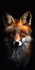 Fototapeta premium AI-image closeup portrait of red fox background black