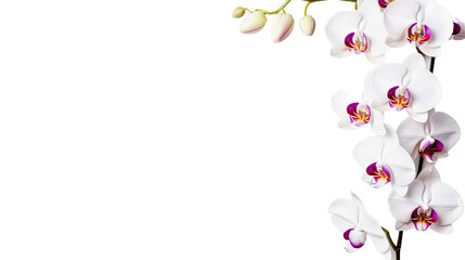 orchid blooms as a frame border, isolated with copyspace