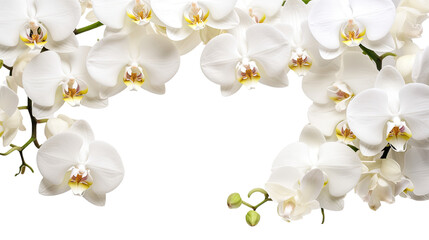 orchid blooms as a frame border, isolated with copyspace