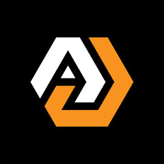 Letter AD or AJ modern logo design