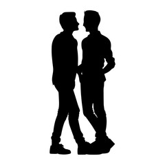 Vector illustration. Silhouette lgbt couple men. Partners. Minimalism.