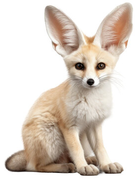 Close up of a fennec fox isolated on a white background as transparent PNG, generative AI animal