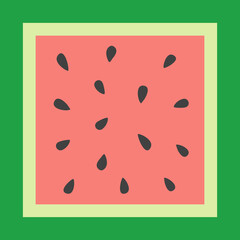 Background or template with square ripe watermelon slice, tile for pattern, vector