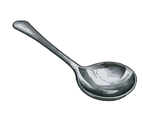 Empty metal spoon, clean and shiny