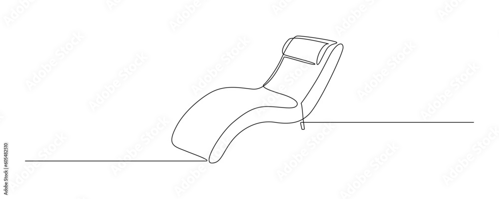 Poster home interior in one continuous line drawing. modern furniture armchair and table with flower in sim