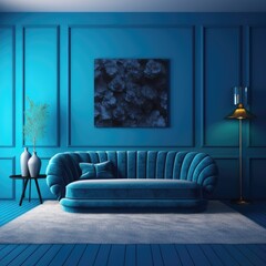 Blue modern living room with sofa